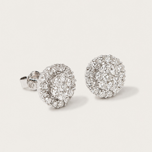 18K White Gold Diamond Earstud
