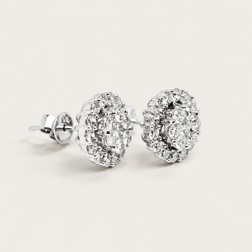 18K White Gold Diamond Earstud