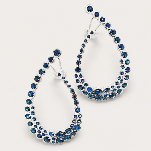 18K White Gold Blue Sapphire Earring