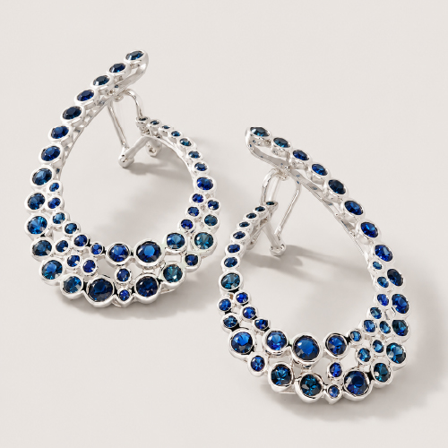 18K White Gold Blue Sapphire Earring