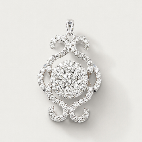 18K White Gold Diamond Pendant