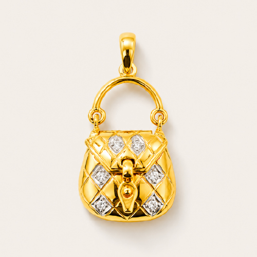 20K Yellow Gold Diamond Pendant 2 Tone