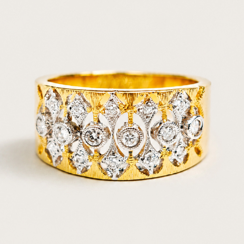 18K Yellow Gold Diamond Ring 2 Tone