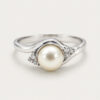 18K White Gold Diamond Pearl Ring