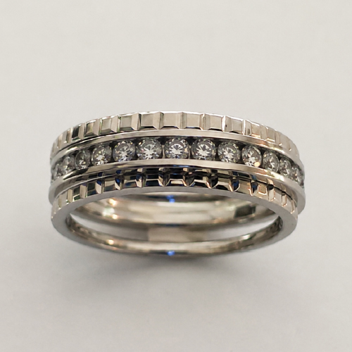 18K White Gold Black Rhodium 3in1 Diamond Ring