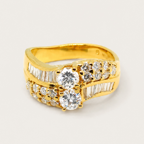 20K Yellow Gold Diamond Ring