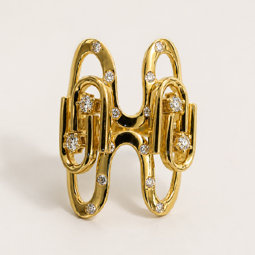 20K Yellow Gold Diamond Ring
