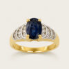 18K Yellow Gold Blue Sapphire Diamond Ring