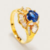 20K Yellow Gold Diamond & Blue Sapphire Ring