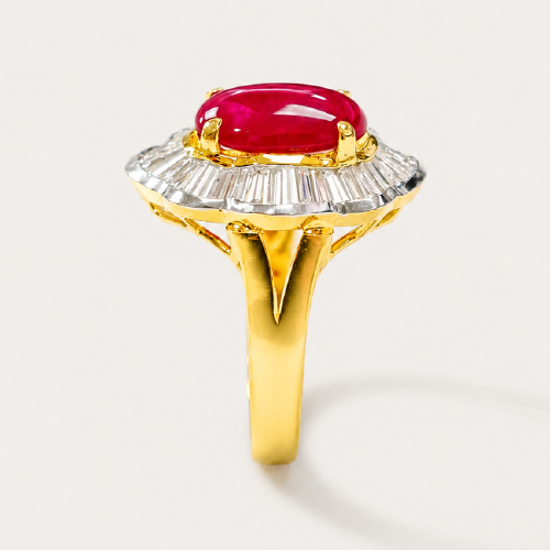 20K Yellow Gold Diamond & Ruby Ring Two Tone