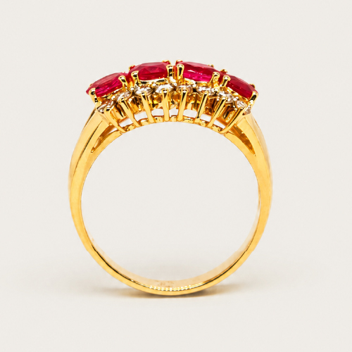 18K Yellow Gold Diamond & Ruby Ring