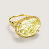 18K Yellow Gold Diamond & Lemon Quartz Ring