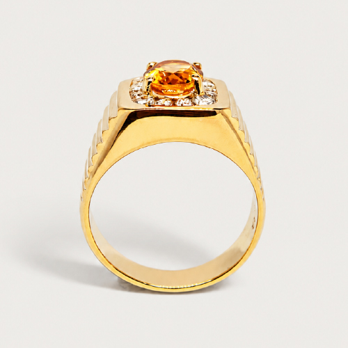 18K Yellow Gold Diamond & Citrine Ring