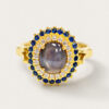 18K Yellow Gold Diamond & Blue Sapphire/Black Star Sapphire Ring