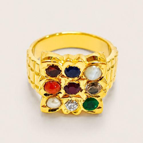 22K Yellow Gold Diamond, Cubiczirconia & Colour Gems Ring