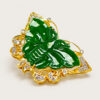 20K Yellow Gold Diamond & Jade Brooch Two Tone