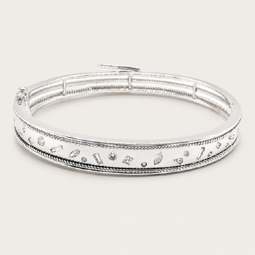 18K White Gold Diamond Bangle