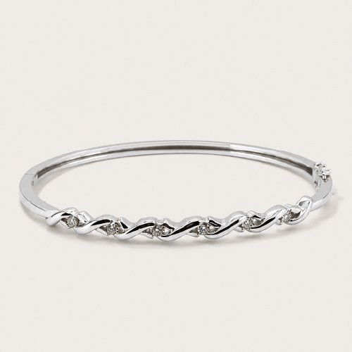 18K White Gold Diamond Bangle