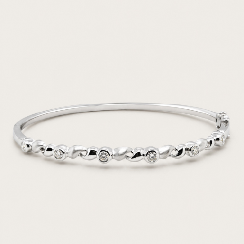 18K White Gold Diamond Bangle