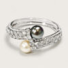 18K White Gold Diamond & Pearl Bangle