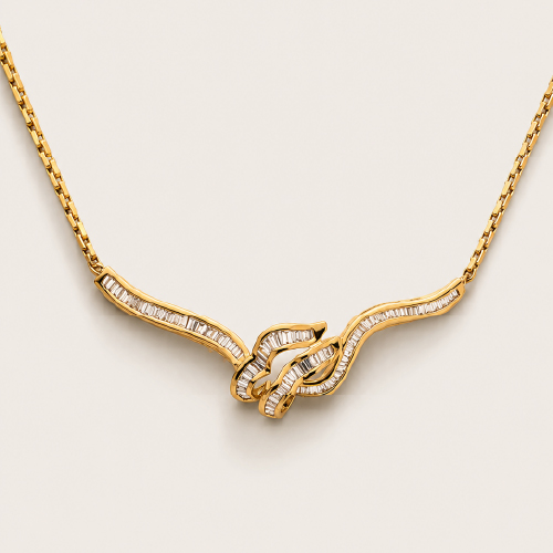 18K Yellow Gold Diamond Necklace