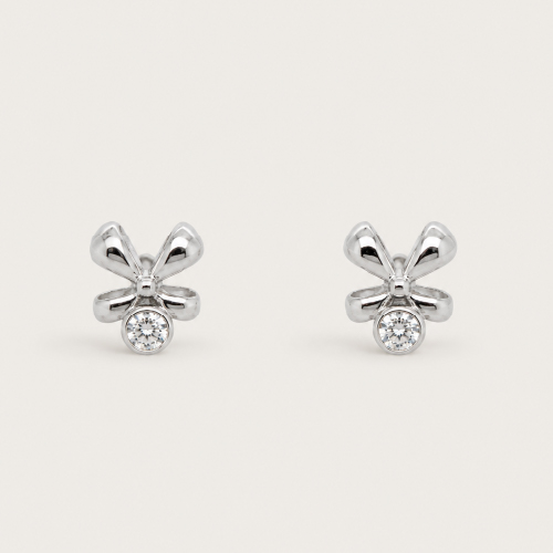 18K White Gold Diamond Earstud
