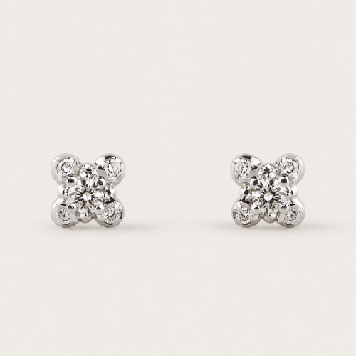 14K White Gold Diamond Earstud
