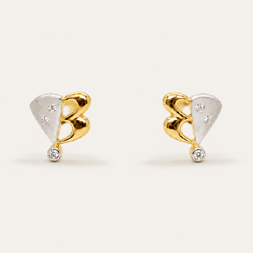18K White/Yellow Gold Diamond Earstud