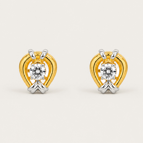 20K Yellow Gold Diamond Stud Earring