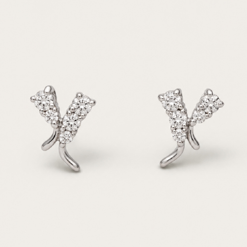 18K White Gold Diamond Earstud