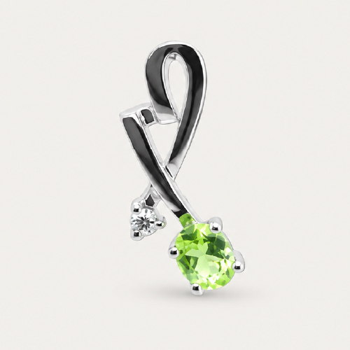 18K White Gold Diamond Peridot Pendant