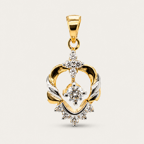 20K Yellow Gold Diamond Two Tone Pendant