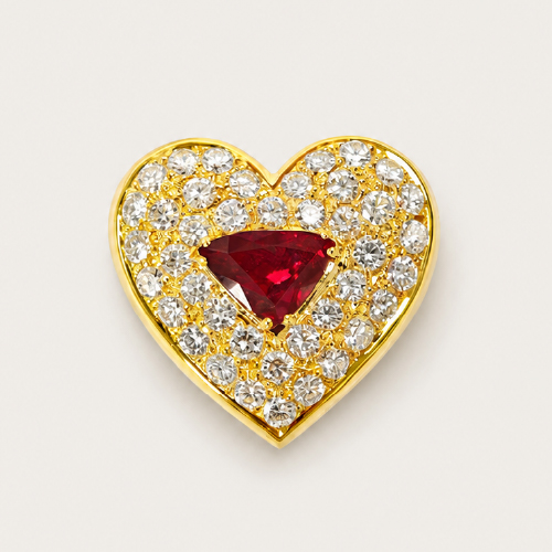 14K Yellow Gold Diamond & Ruby Pendant