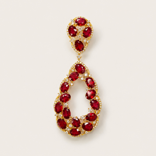 18K Yellow Gold Diamond & Enhanced Ruby Pendant