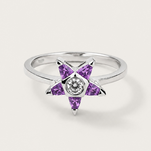 18K White Gold Diamond Stone Ring