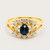 18K Yellow Gold Diamond Blue Sapphire Ring