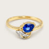 18K Yellow Gold Diamond Blue Sapphire Ring