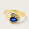 20K Yellow Gold Diamond Blue Sapphire Ring