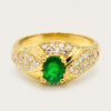 18K Yellow Gold Diamond Emerald Ring