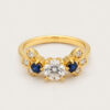 14K Yellow Gold Blue Sapphire Diamond Ring