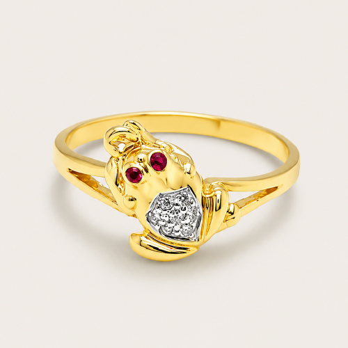 20K Yellow Gold Diamond Stone Ring