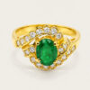 18K Yellow Gold Diamond Emerald Ring