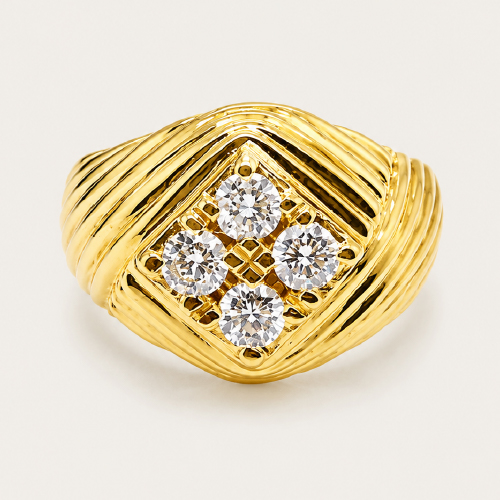 20K Yellow Gold Men’s Diamond Ring
