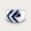 18K White Gold Blue Sapphire Diamond Ring