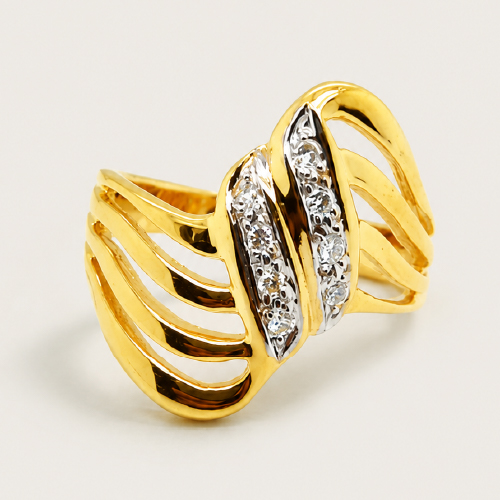 18K Yellow Gold Diamond Two Tone Ring