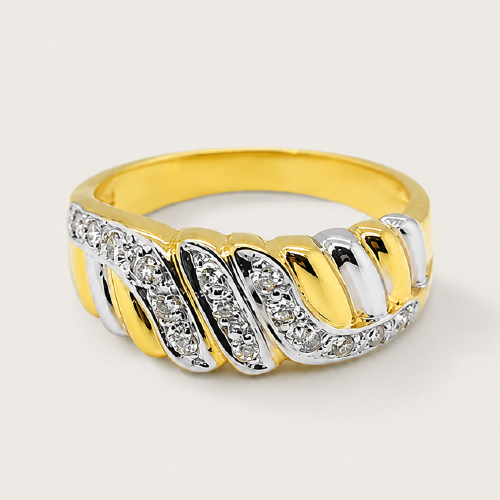 18K Yellow Gold Two Tone Diamond Ring