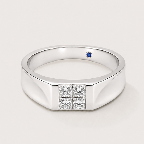 18K White Gold Diamond Blue Sapphire Ring