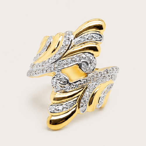 18K Yellow Gold Diamond Two Tone Ring