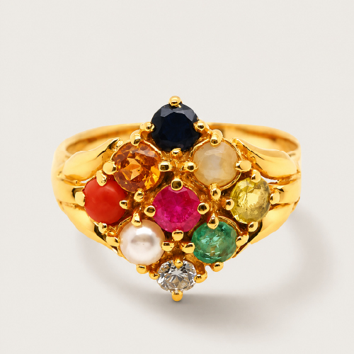 22K Yellow Gold Coloured Gem Diamond Ring
