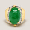 20K Yellow Gold Jade Diamond Two Tone Ring